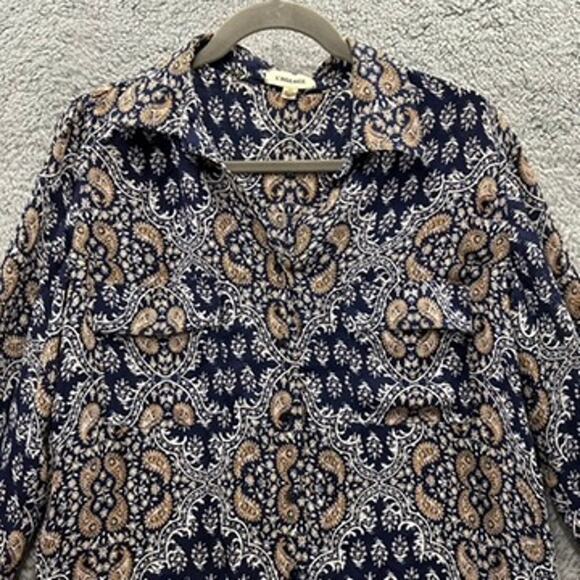 L'Agence Women's Small 100% Silk Button Up Long Sleeve Blouse Flowy Feminine EUC - Picture 3 of 9